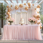 Party Talk Pink Tulle Tablecloth & Skirt for 6ft Tables | Easy Fit & Double-Ruffle