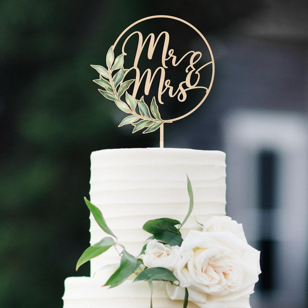 Party to Be Mr & Mrs Greeny – Wooden Wedding Cake Topper (Design 02)