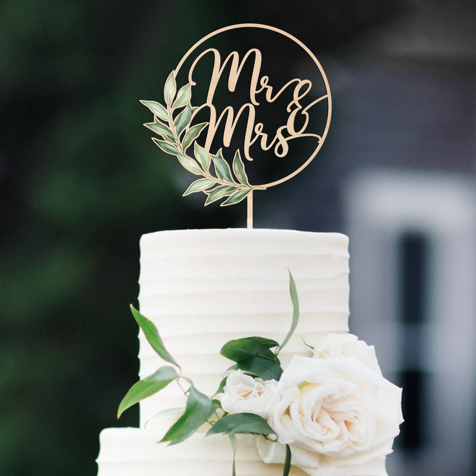 Party to Be Mr & Mrs Greeny – Wooden Wedding Cake Topper (Design 02)