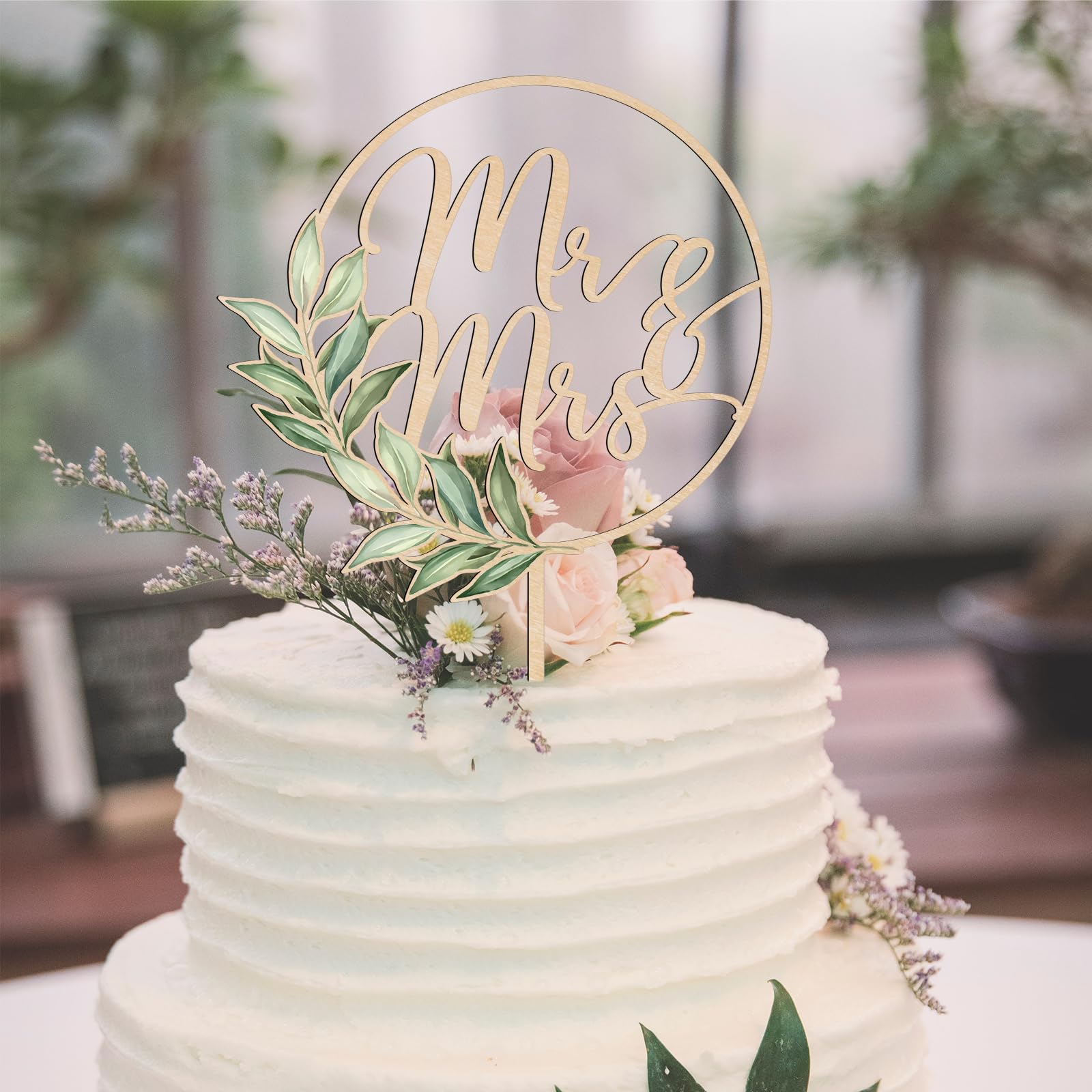 Party to Be Mr & Mrs Greeny – Wooden Wedding Cake Topper (Design 02)