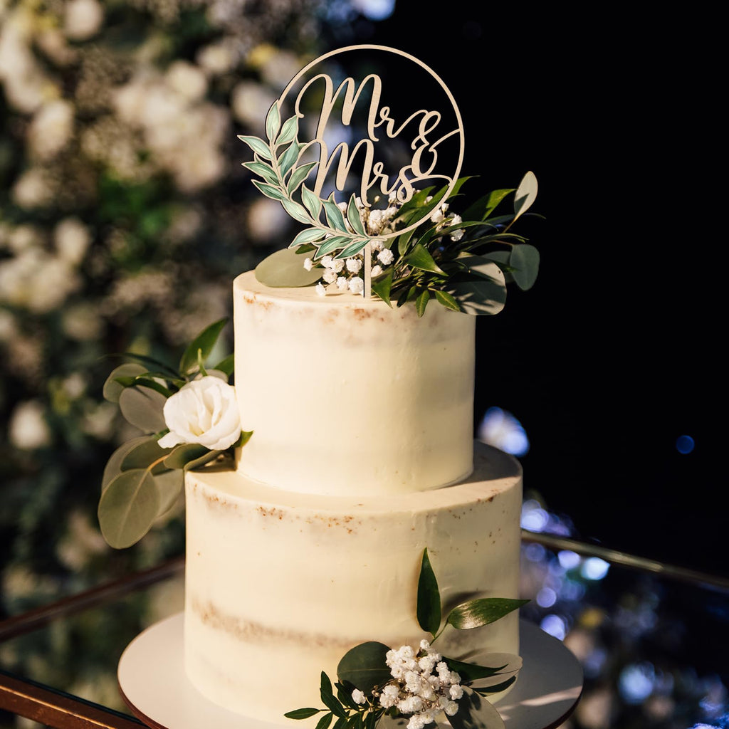 Party to Be Mr & Mrs Greeny – Wooden Wedding Cake Topper (Design 02)