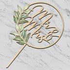 Party to Be Mr & Mrs Greeny – Wooden Wedding Cake Topper (Design 02)