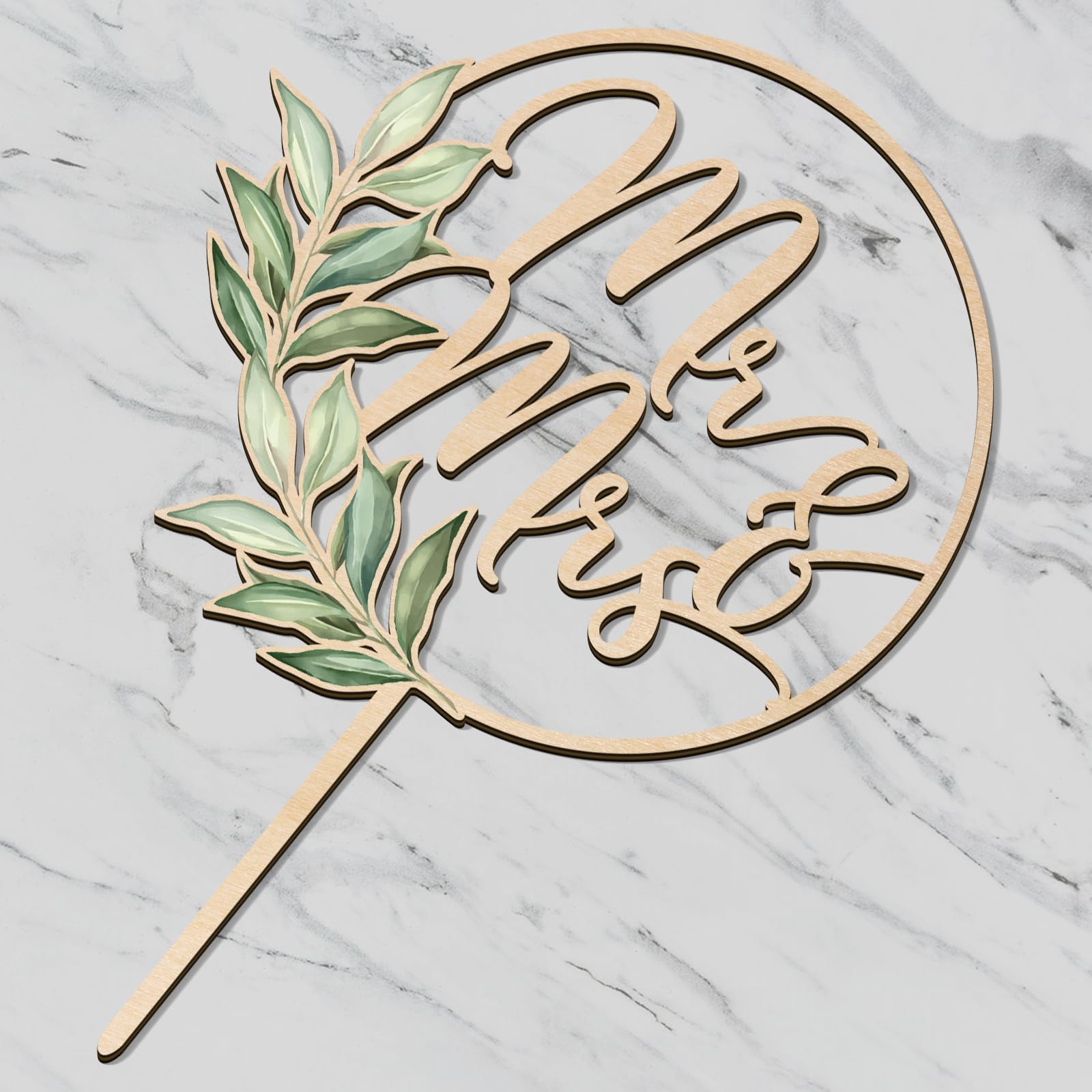 Party to Be Mr & Mrs Greeny – Wooden Wedding Cake Topper (Design 02)