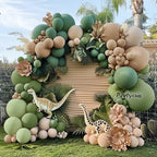 Partycus Sage Green Brown Balloon Arch Kit – Double Stuffed Neutral Garland for Baby Shower, Safari, and More