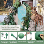 Partycus Sage Green Brown Balloon Arch Kit – Double Stuffed Neutral Garland for Baby Shower, Safari, and More
