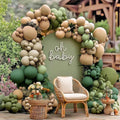 Partycus Sage Green Brown Balloon Arch Kit – Double Stuffed Neutral Garland for Baby Shower, Safari, and More