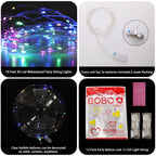PartyFun4u 18-Pack LED Balloons — Batteries Included, 3 Modes, 24" Latex for Weddings & Parties