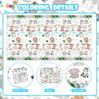 PartyGarden Giant Jungle Animal Coloring Tablecloth 54x108 in — Safari Zoo Theme Kids Party Decor
