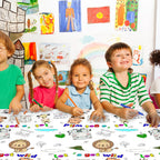PartyGarden Giant Jungle Animal Coloring Tablecloth 54x108 in — Safari Zoo Theme Kids Party Decor