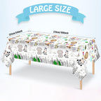 PartyGarden Giant Jungle Animal Coloring Tablecloth 54x108 in — Safari Zoo Theme Kids Party Decor