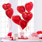PartyGarden Red Heart Balloons – 20 Pcs, 18-Inch Foil Heart Balloons for Valentine’s Day, Galentine’s Day & Weddings
