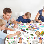 PartyGarden Giant Jungle Animal Coloring Tablecloth 54x108 in — Safari Zoo Theme Kids Party Decor