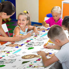 PartyGarden Giant Jungle Animal Coloring Tablecloth 54x108 in — Safari Zoo Theme Kids Party Decor