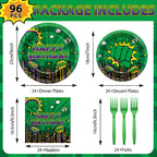 Party Greeting 96Pcs Green Hero Party Plates Napkins Forks - City Silhouettes Theme, Serves 24