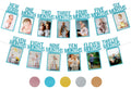 PartyHooman 1st Birthday Photo Banner Blue – Pre-Strung Milestones 0–12 Months