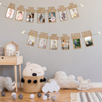 PartyHooman 1st Birthday Photo Banner — Newborn to 12 Months (Kraft)