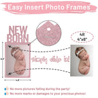 PartyHooman 1st Birthday Photo Banner for Baby – Pre-strung Milestones Garland (0-12 Months) Rose Gold