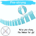 PartyHooman 1st Birthday Photo Banner Blue – Pre-Strung Milestones 0–12 Months