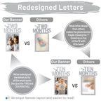 PartyHooman 1st Birthday Photo Banner — Pre-strung Silver Frame, Newborn to 12 Months Milestones