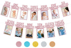 PartyHooman 1st Birthday Photo Banner for Baby – Pre-strung Milestones Garland (0-12 Months) Rose Gold