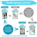 PartyHooman 1st Birthday Photo Banner Blue – Pre-Strung Milestones 0–12 Months