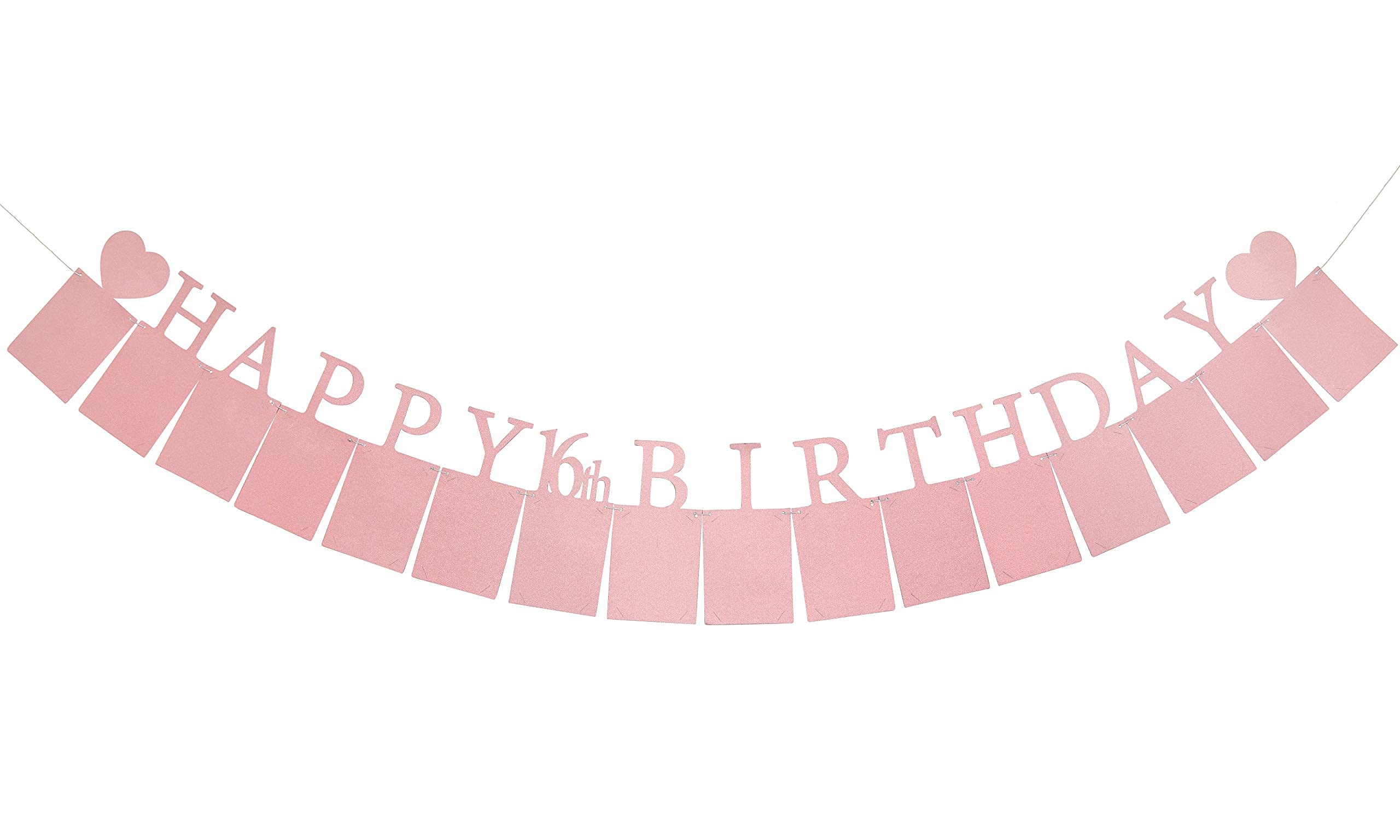Sweet 16 Photo Banner in Rose Gold – Pre-assembled with 16 Frames | PartyHooman