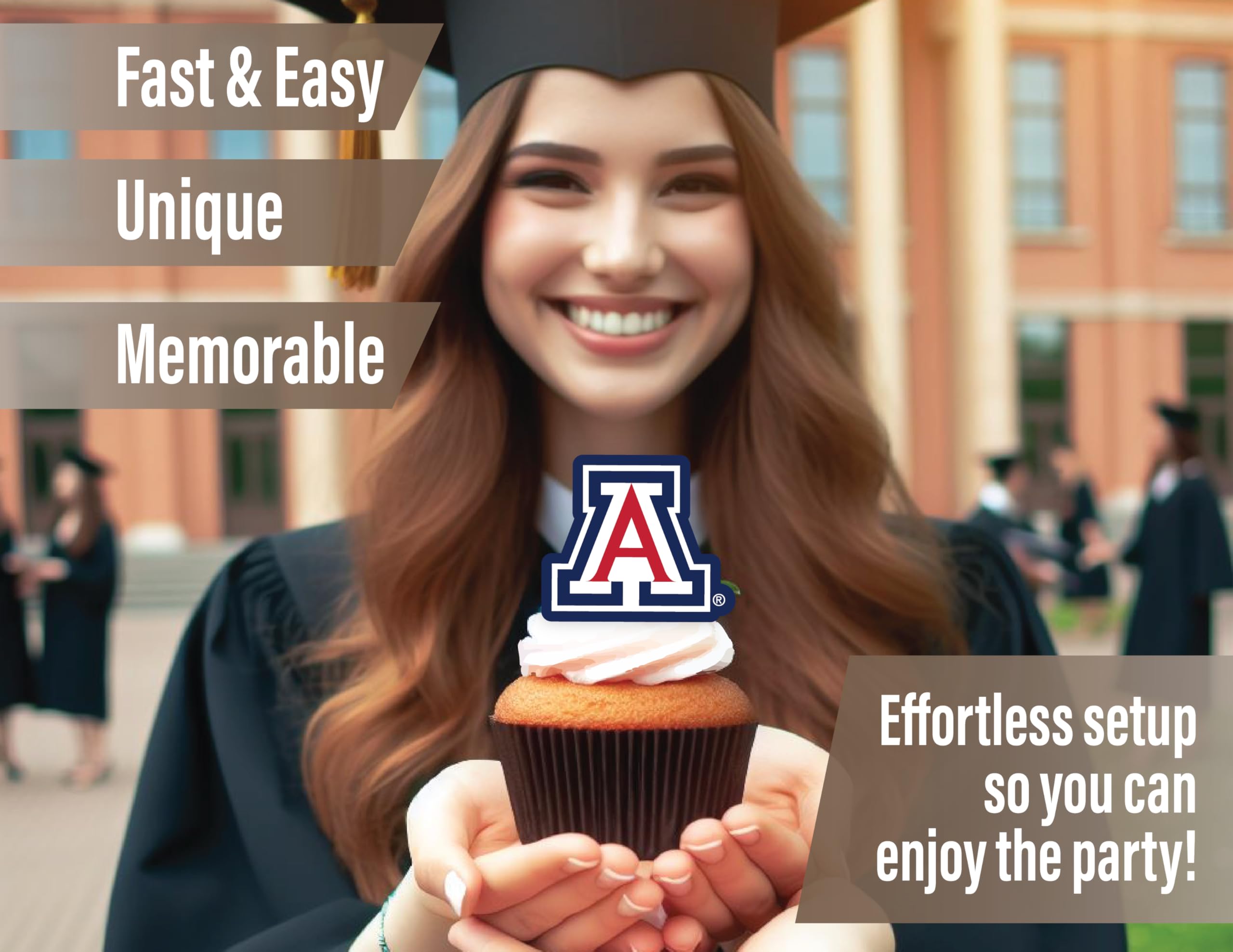 Arizona Wildcats Cupcake Toppers - University of Arizona Party Supplies (24 Pieces) | PartyKandy