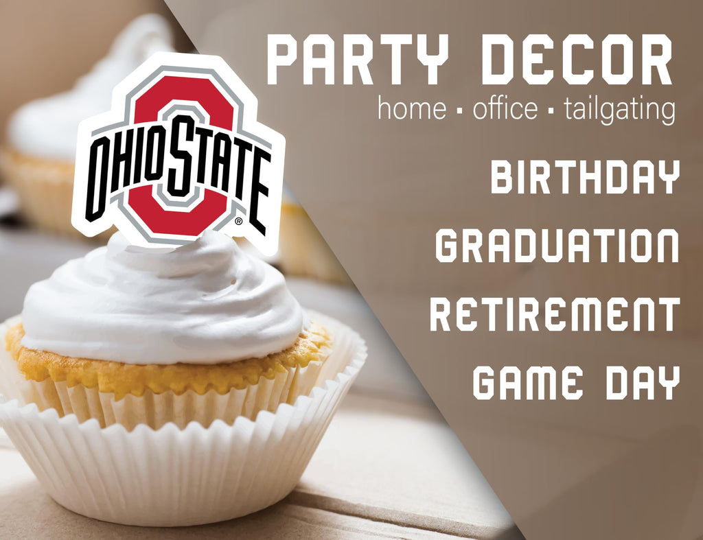 PartyKandy Ohio State Cupcake Toppers - 24 Piece Football & Graduation Decor