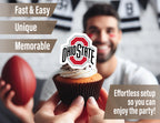 PartyKandy Ohio State Cupcake Toppers - 24 Piece Football & Graduation Decor