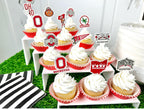 PartyKandy Ohio State Cupcake Toppers - 24 Piece Football & Graduation Decor