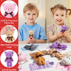 Partylamb Valentines Day Gifts for Kids — 24-Pack Mini Bear Keychains + Cards