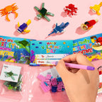 Partylamb Valentines Day Gifts for Kids – Sea Animals Building Blocks & Cards (24-Pack)