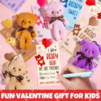 Partylamb Valentines Day Gifts for Kids — 24-Pack Mini Bear Keychains + Cards
