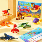 Partylamb Valentines Day Gifts for Kids – Sea Animals Building Blocks & Cards (24-Pack)