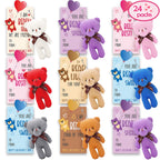 Partylamb Valentines Day Gifts for Kids — 24-Pack Mini Bear Keychains + Cards