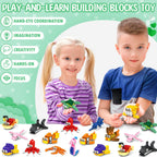 Partylamb Valentines Day Gifts for Kids – Sea Animals Building Blocks & Cards (24-Pack)