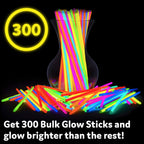 PartySticks Glow Sticks Bulk Neon Party Supplies – 200 x 8-Inch Neon Sticks with Connectors