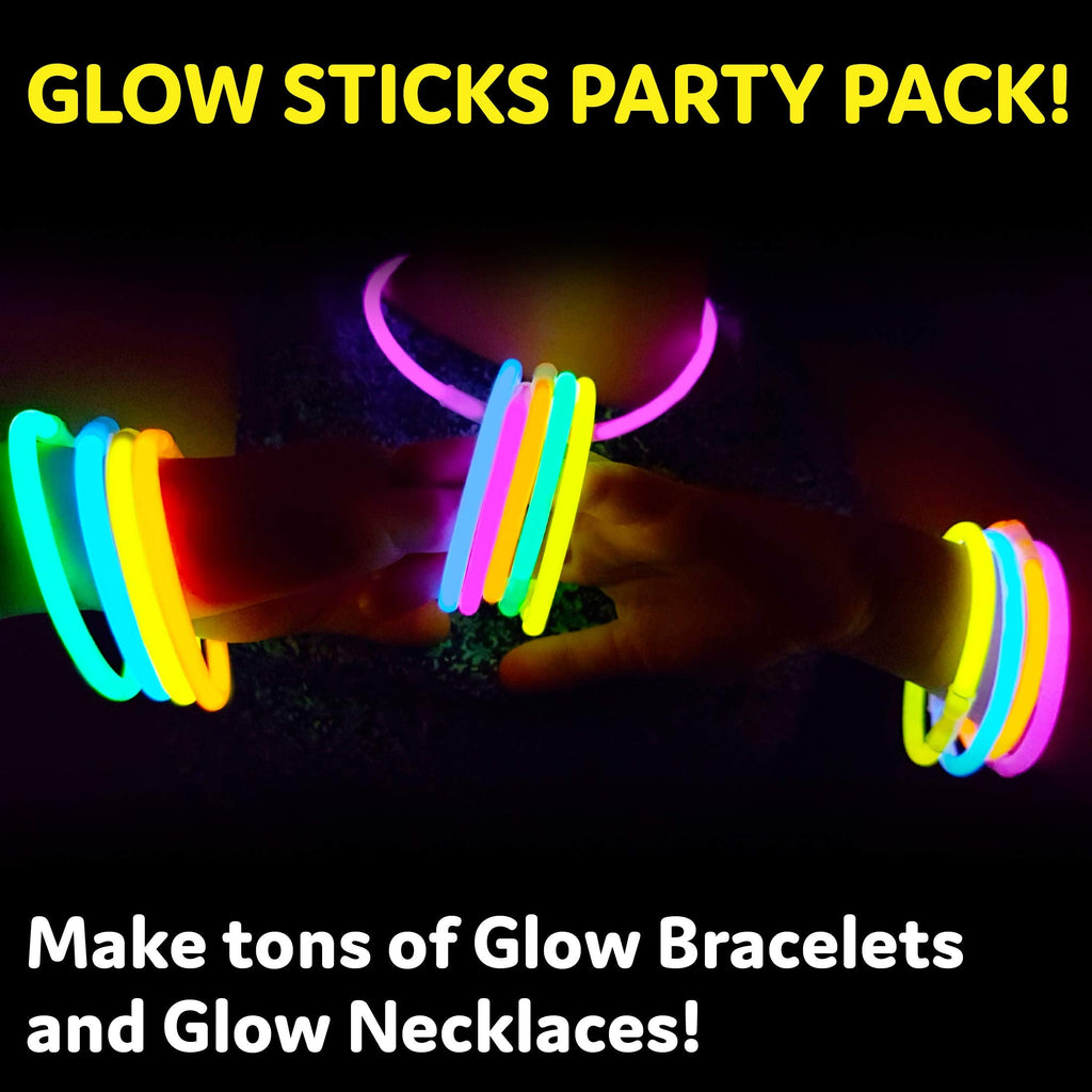 PartySticks Glow Sticks Bulk Neon Party Supplies – 200 x 8-Inch Neon Sticks with Connectors