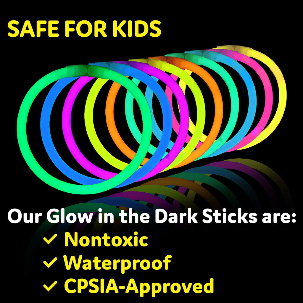 PartySticks Glow Sticks Bulk Neon Party Supplies – 200 x 8-Inch Neon Sticks with Connectors