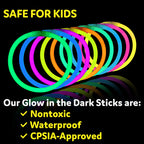 PartySticks Glow Sticks Bulk Neon Party Supplies – 200 x 8-Inch Neon Sticks with Connectors