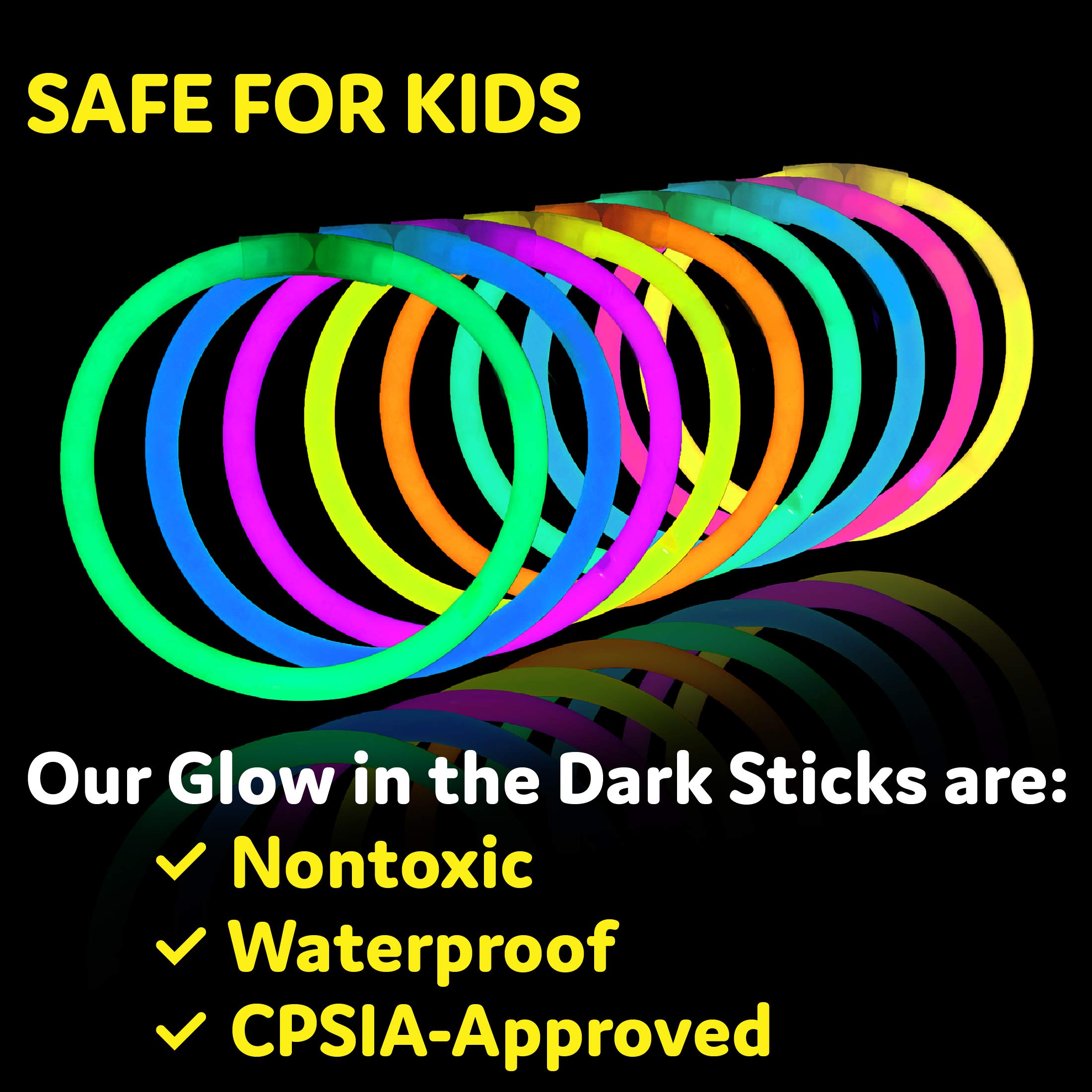 PartySticks Glow Sticks Bulk Neon Party Supplies – 200 x 8-Inch Neon Sticks with Connectors