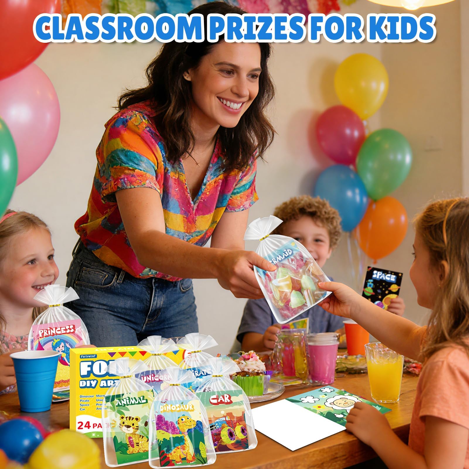 PARTYWIND 24-Pack Foil Art Books & Goodie Bags for Kids (Ages 4-8)