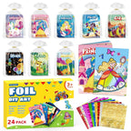 PARTYWIND 24-Pack Foil Art Books & Goodie Bags for Kids (Ages 4-8)