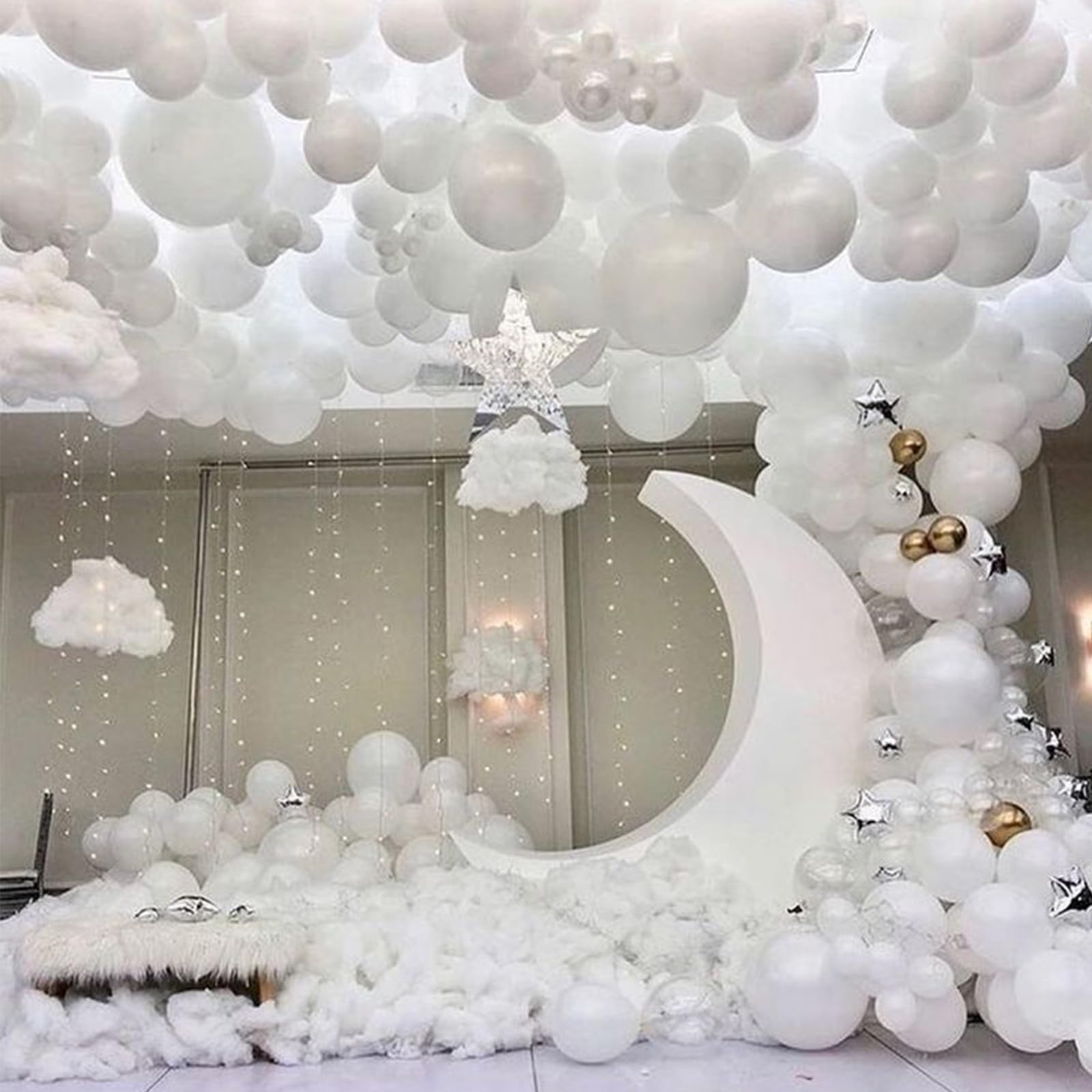PartyWoo White 22in 4D Mirror Ball Foil Balloons – 6pcs for Weddings, Birthdays & Baby Showers