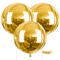 PartyWoo Metallic Gold 50-Inch 3-Pack 4D Mirror Ball Mylar Balloons