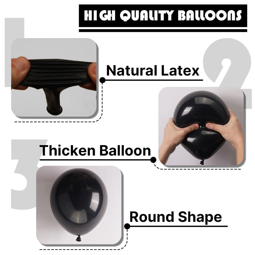PartyWoo Black Balloons – 100pcs, 5-Inch Matte Latex Balloons for Weddings, Birthdays & Celebrations