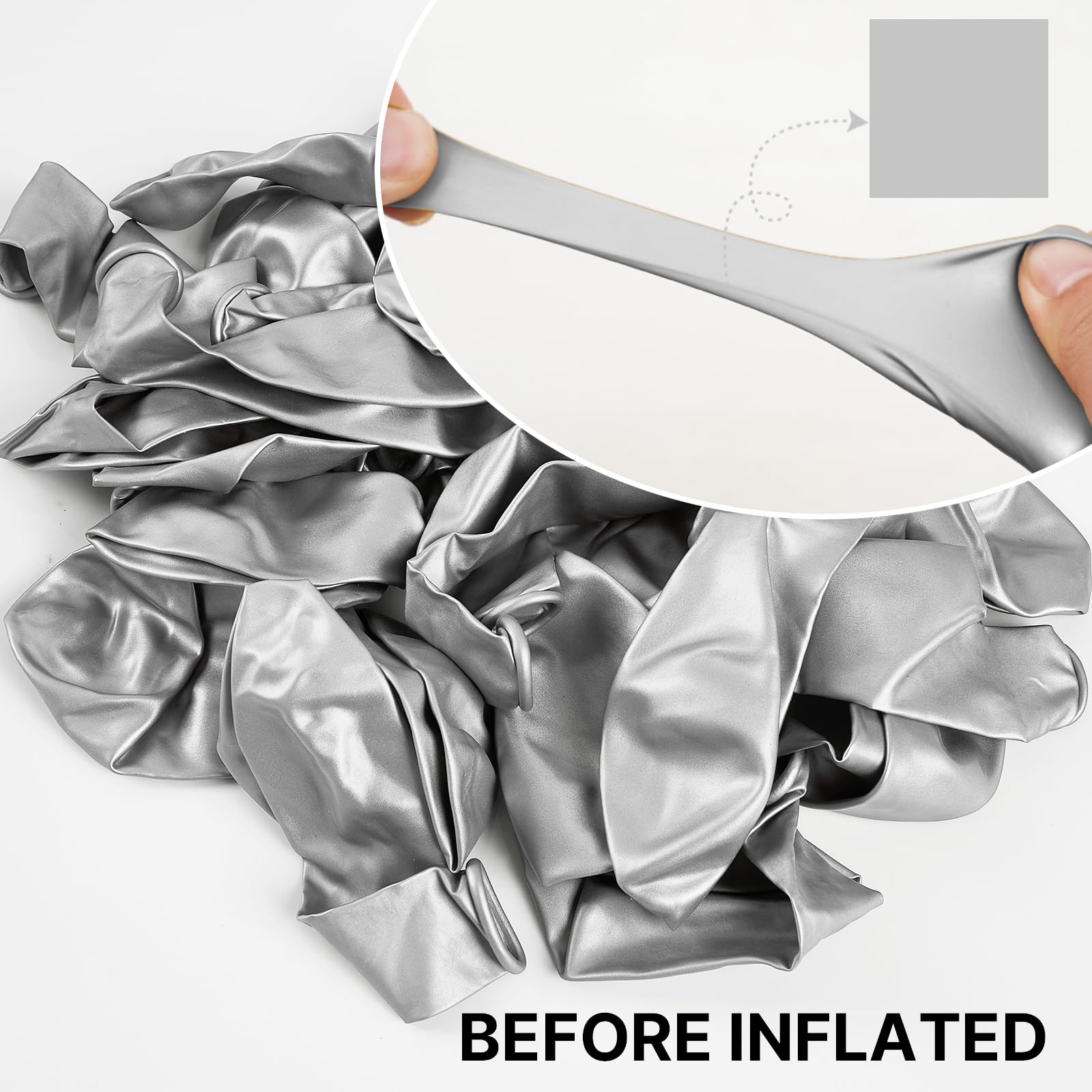 PartyWoo Metallic Silver Balloons – 50 Pack, 12-Inch Latex