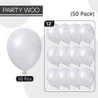 PartyWoo Pearl White Balloons 50pcs 12in | Metallic Latex for Weddings & Celebrations