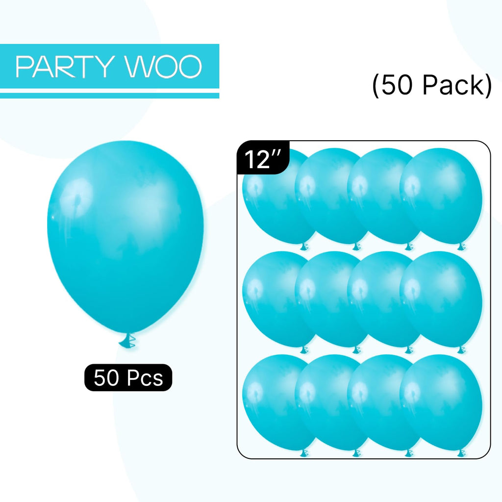 PartyWoo Dark Teal Balloons - 50pc, 12-inch Turquoise Aqua Blue for Weddings and Parties