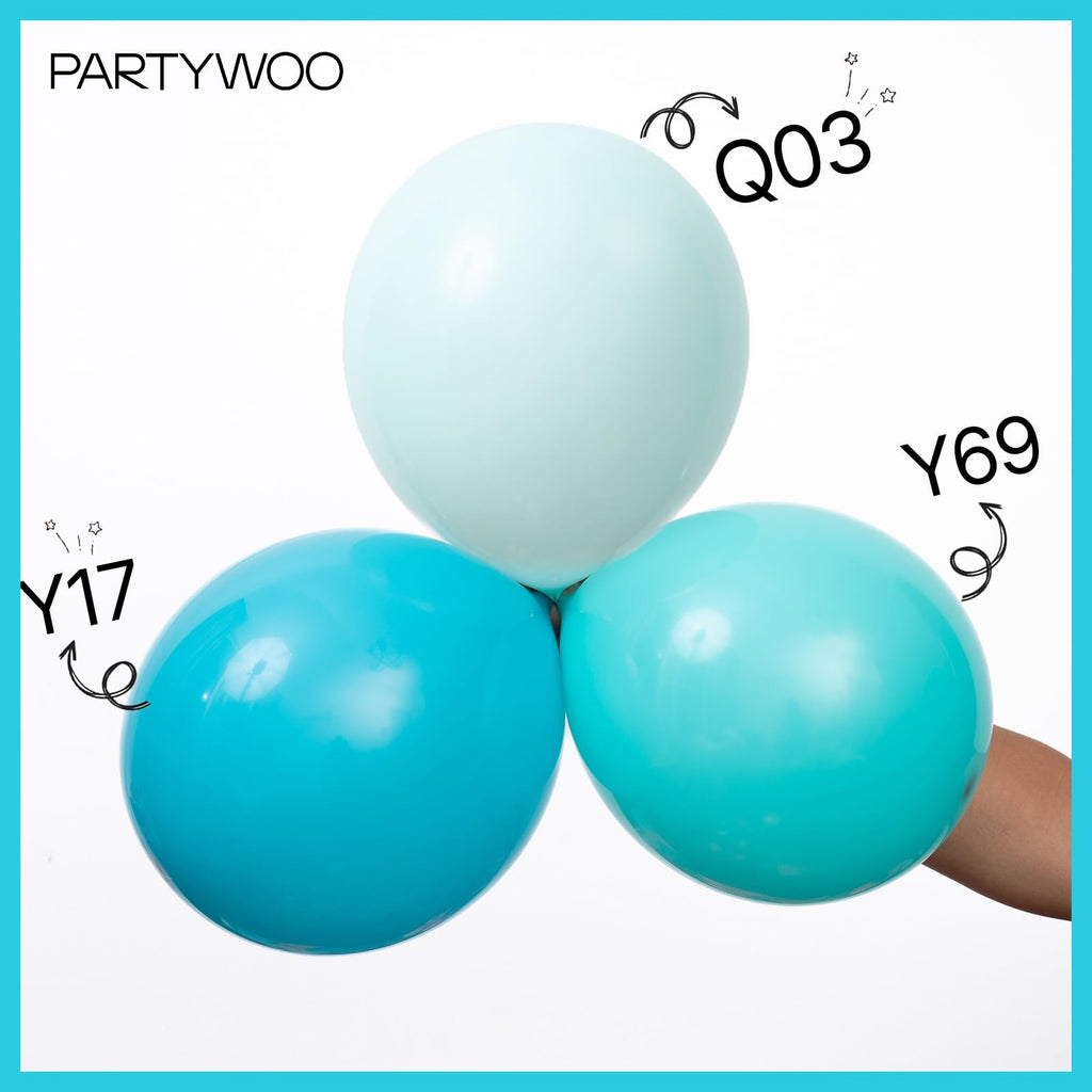 PartyWoo Dark Teal Balloons - 50pc, 12-inch Turquoise Aqua Blue for Weddings and Parties